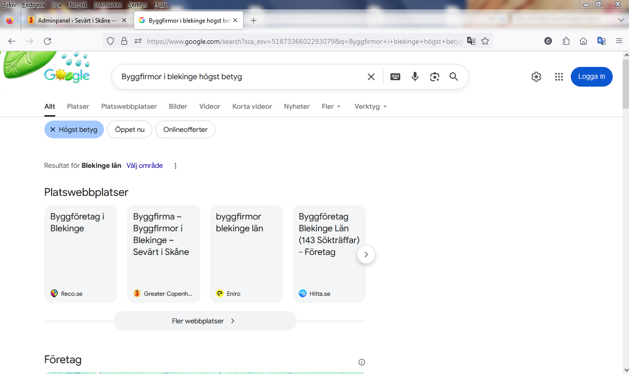 Byggfirmor i blekinge högst betyg