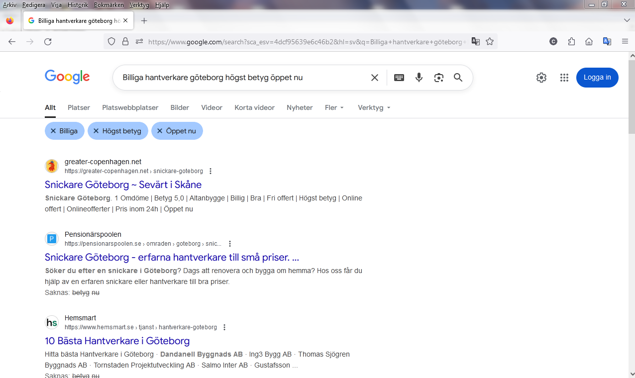 Billiga hantverkare göteborg högst betyg öppet nu