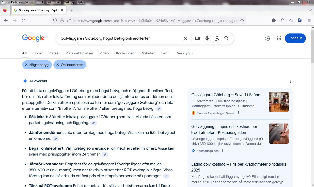 Golvläggare i Göteborg högst betyg onlineofferter