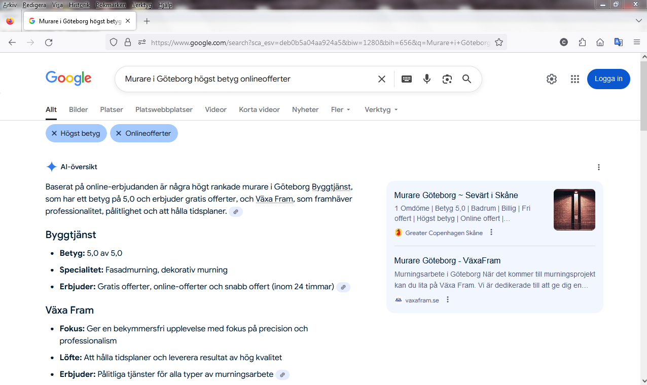 Murare i Göteborg högst betyg onlineofferter