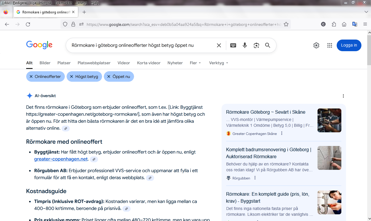 Rörmokare i göteborg onlineofferter högst betyg öppet nu