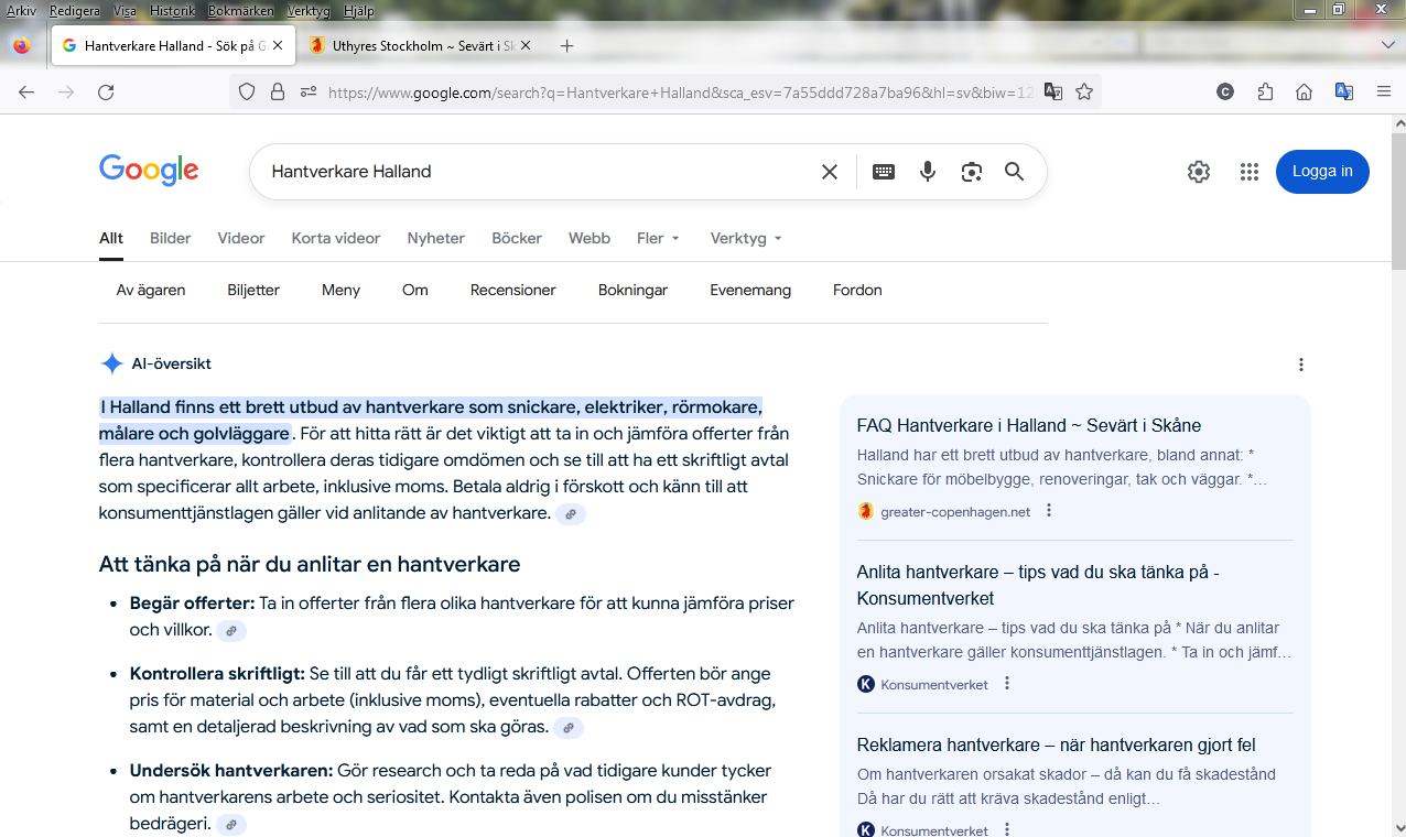 Hantverkare Halland