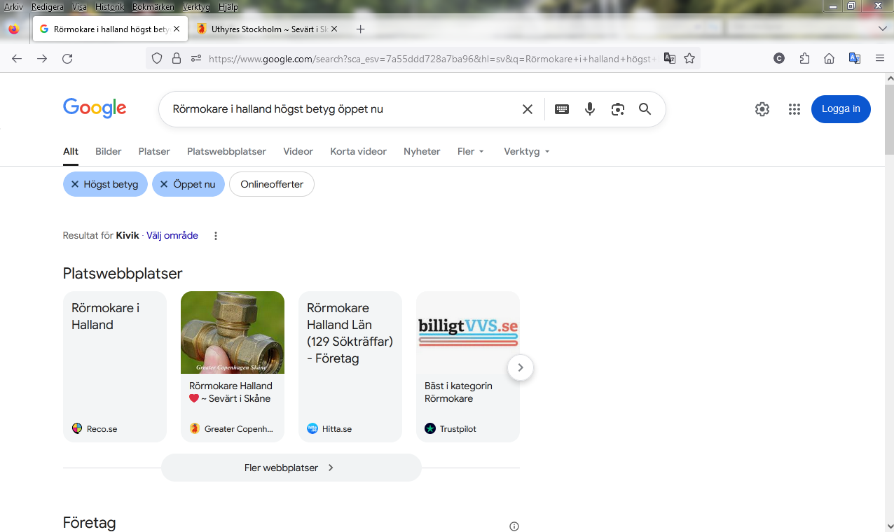 Rörmokare i halland högst betyg öppet nu