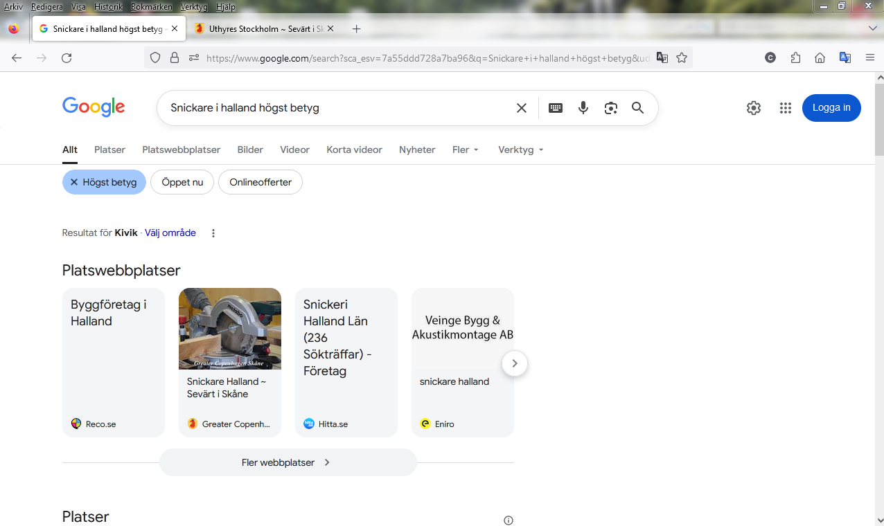 Snickare i halland högst betyg