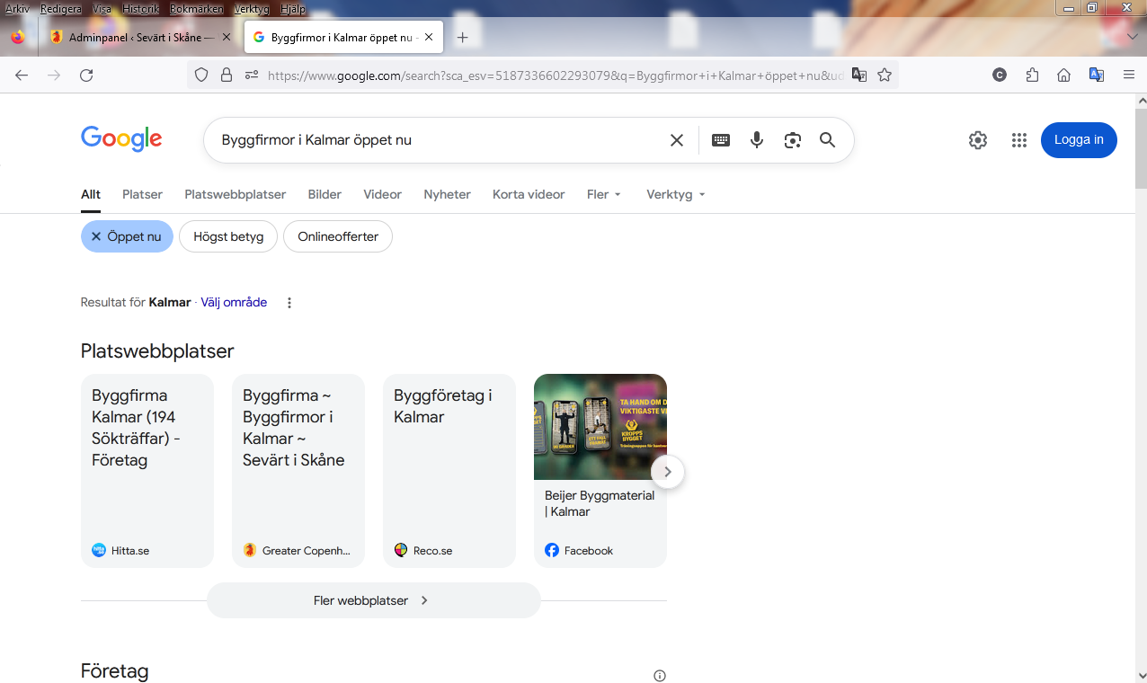 Byggfirmor i Kalmar öppet nu