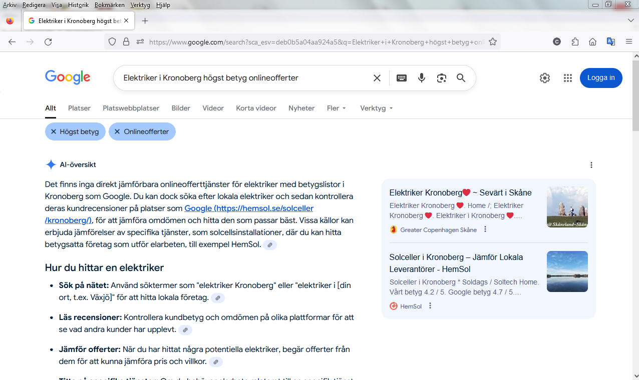Elektriker i Kronoberg högst betyg onlineofferter