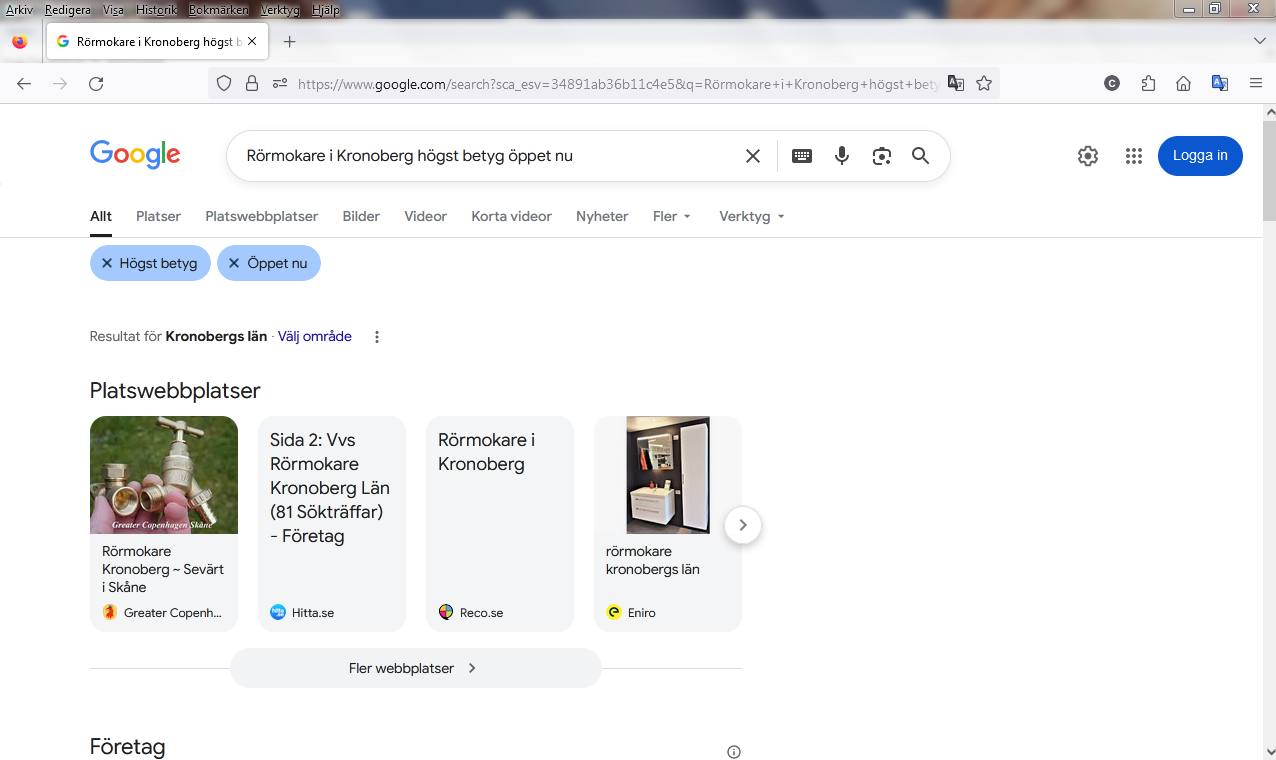 Rörmokare i Kronoberg högst betyg öppet nu