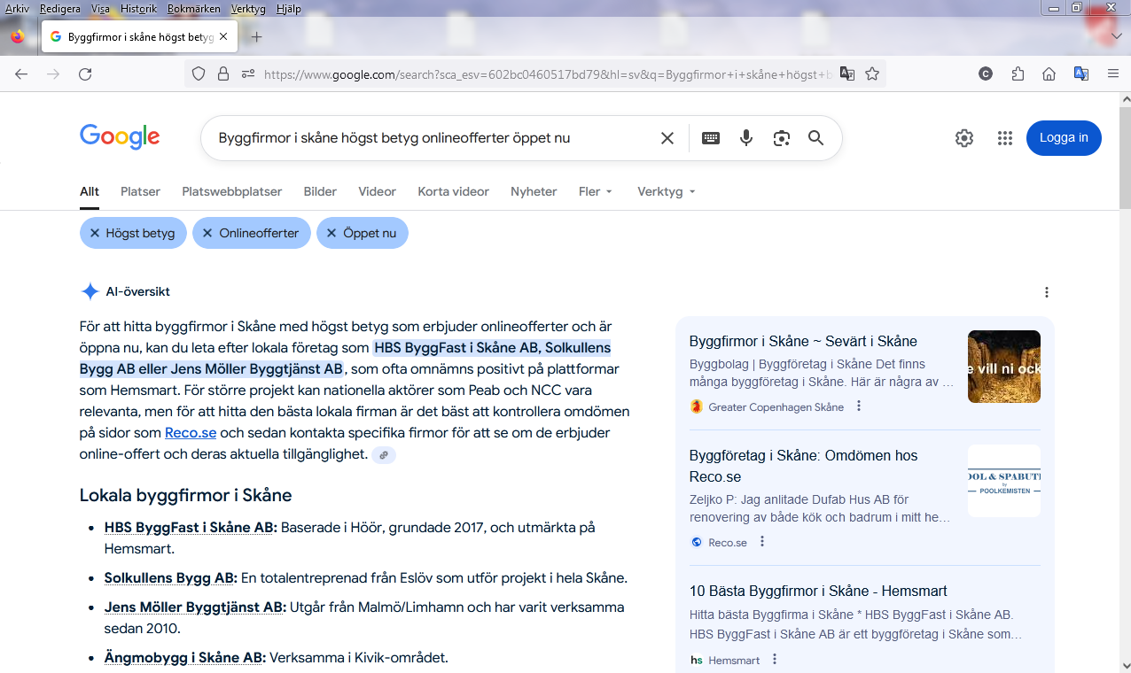 Byggfirmor i skåne högst betyg onlineofferter öppet nu