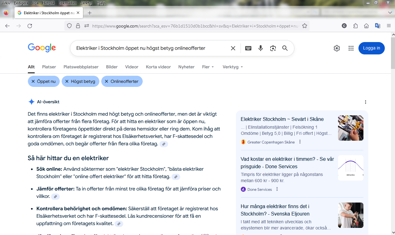 Elektriker i Stockholm öppet nu högst betyg onlineofferter