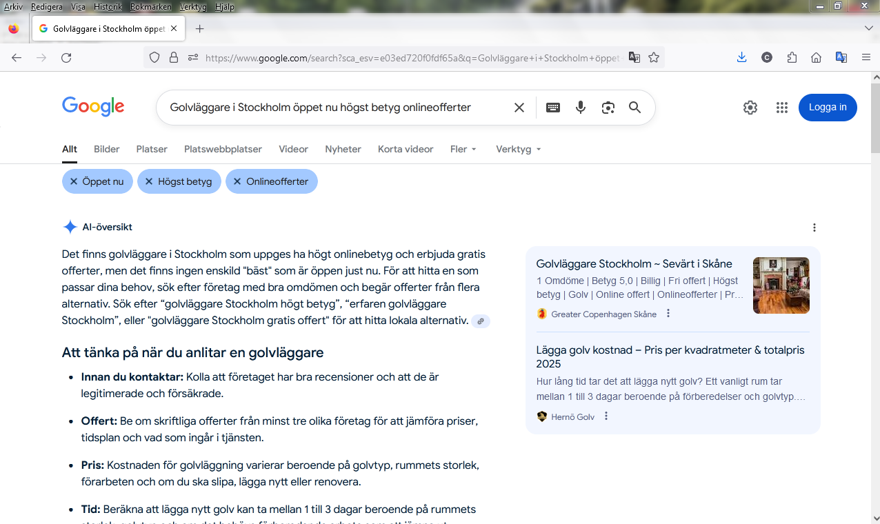 Golvläggare i Stockholm öppet nu högst betyg onlineofferter