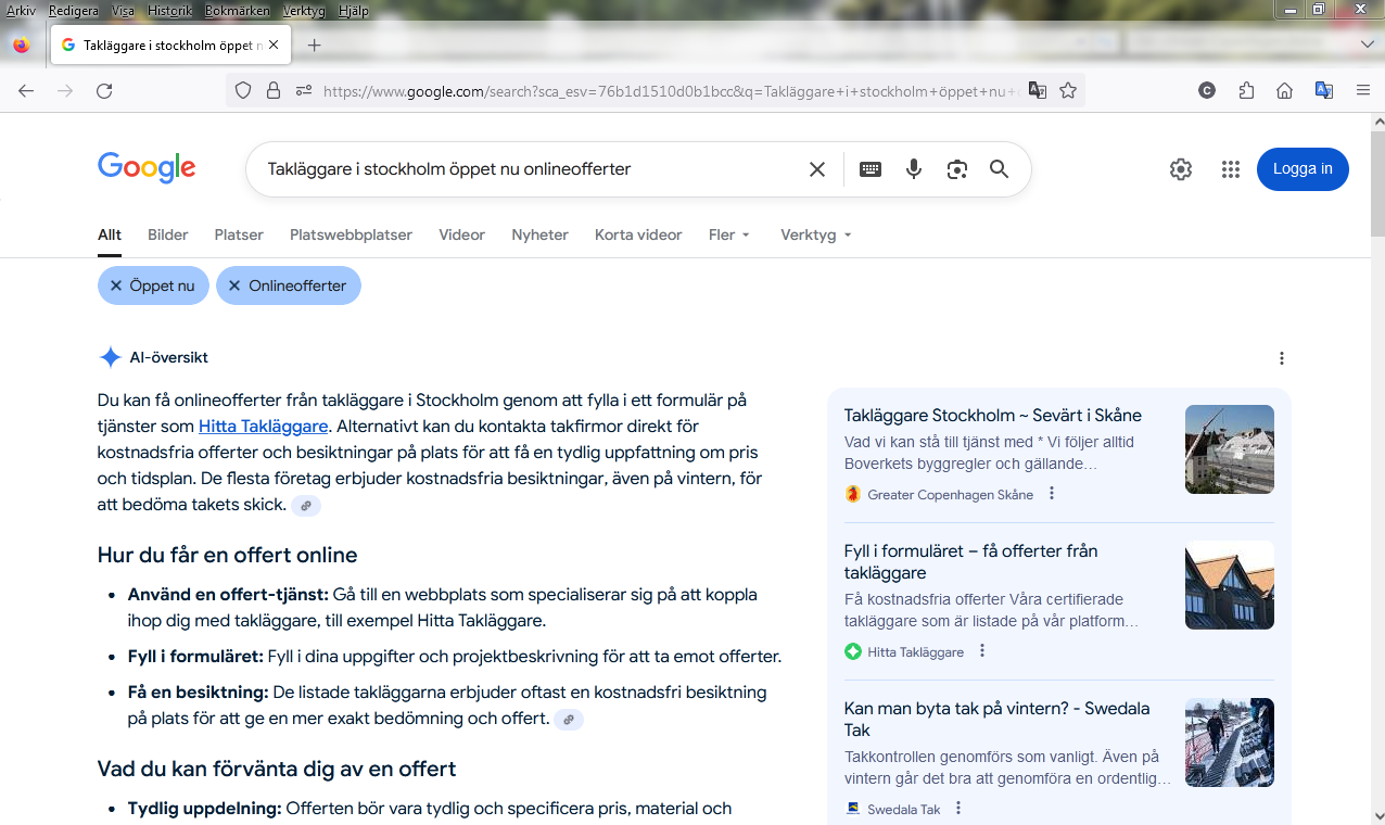Takläggare i stockholm öppet nu onlineofferter