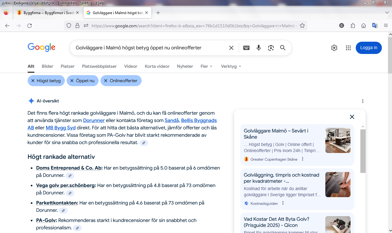 Golvläggare i Malmö högst betyg öppet nu onlineofferter