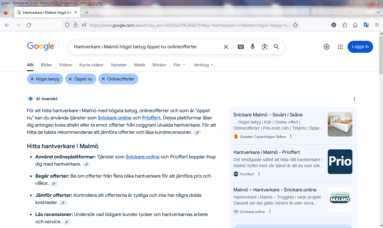 Hantverkare i Malmö högst betyg öppet nu onlineofferter