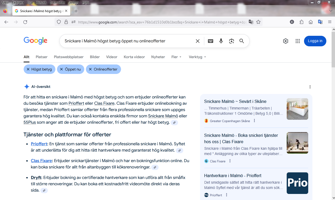 Snickare i Malmö högst betyg öppet nu onlineofferter